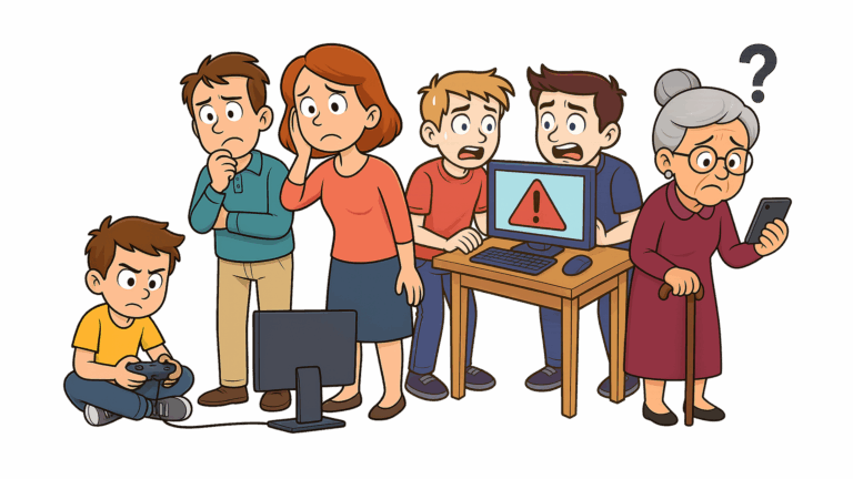 Gruppenfoto mehrere Klienten Familie Senioren Jugendliche